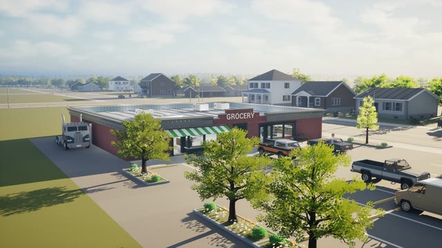 Peggy'nin çalıştığı market ve otoparkı, yukarıdan